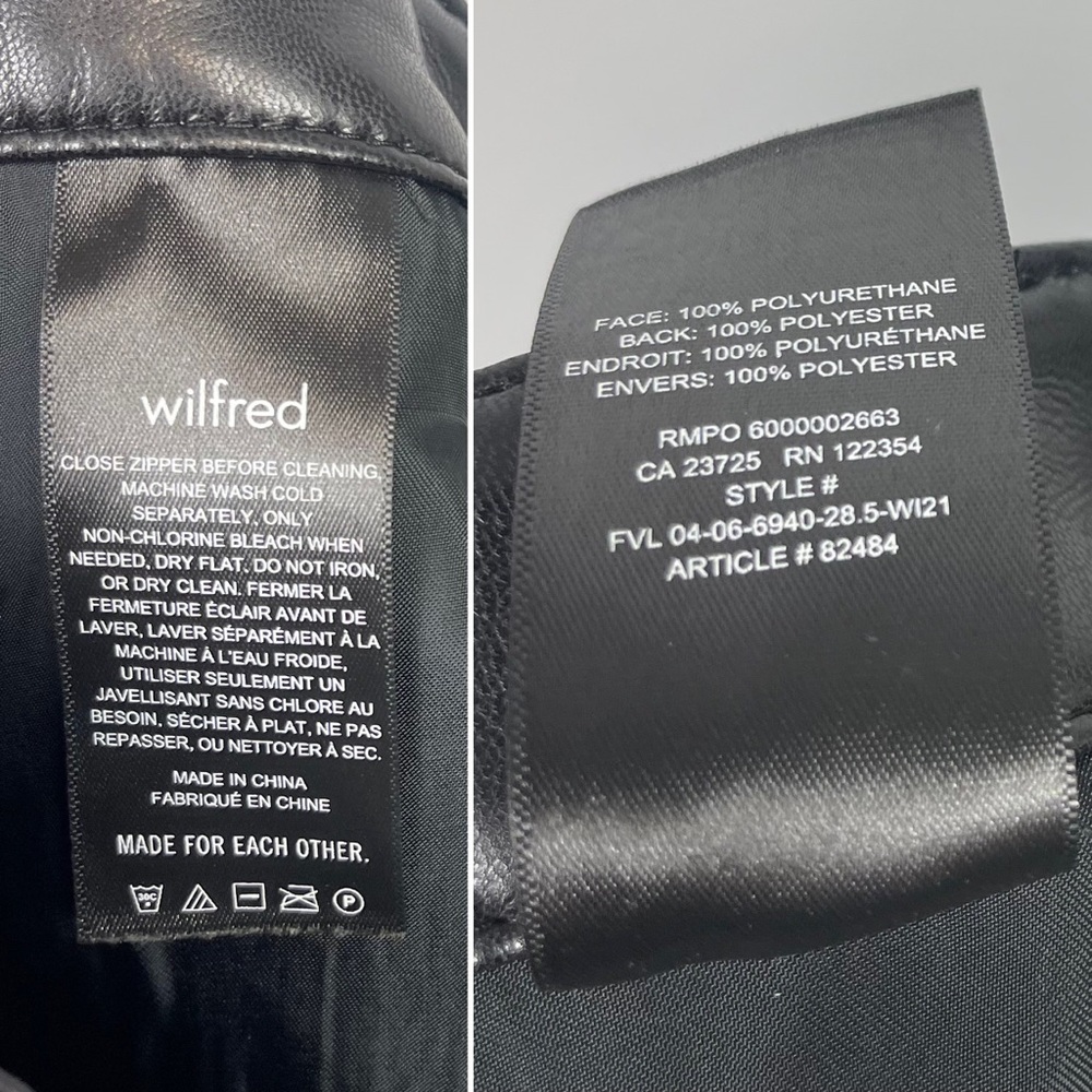 ARITZIA Wilfred The Melina Pant Black High Rise Straight Leg Faux Vegan Leather - Picture 13 of 16